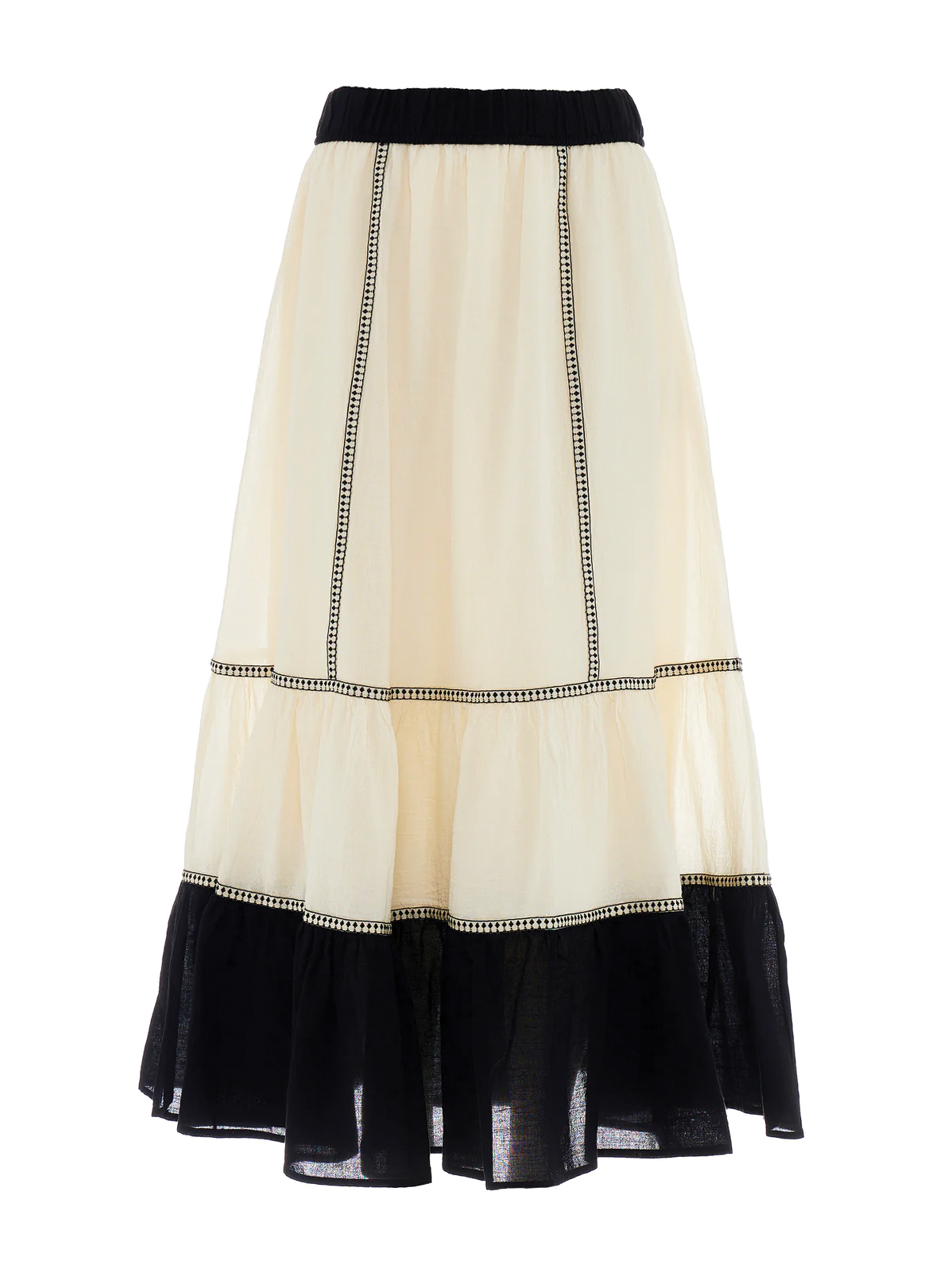 Off White-Black gaza Skirt "ERATO" Devotion Twins - 5