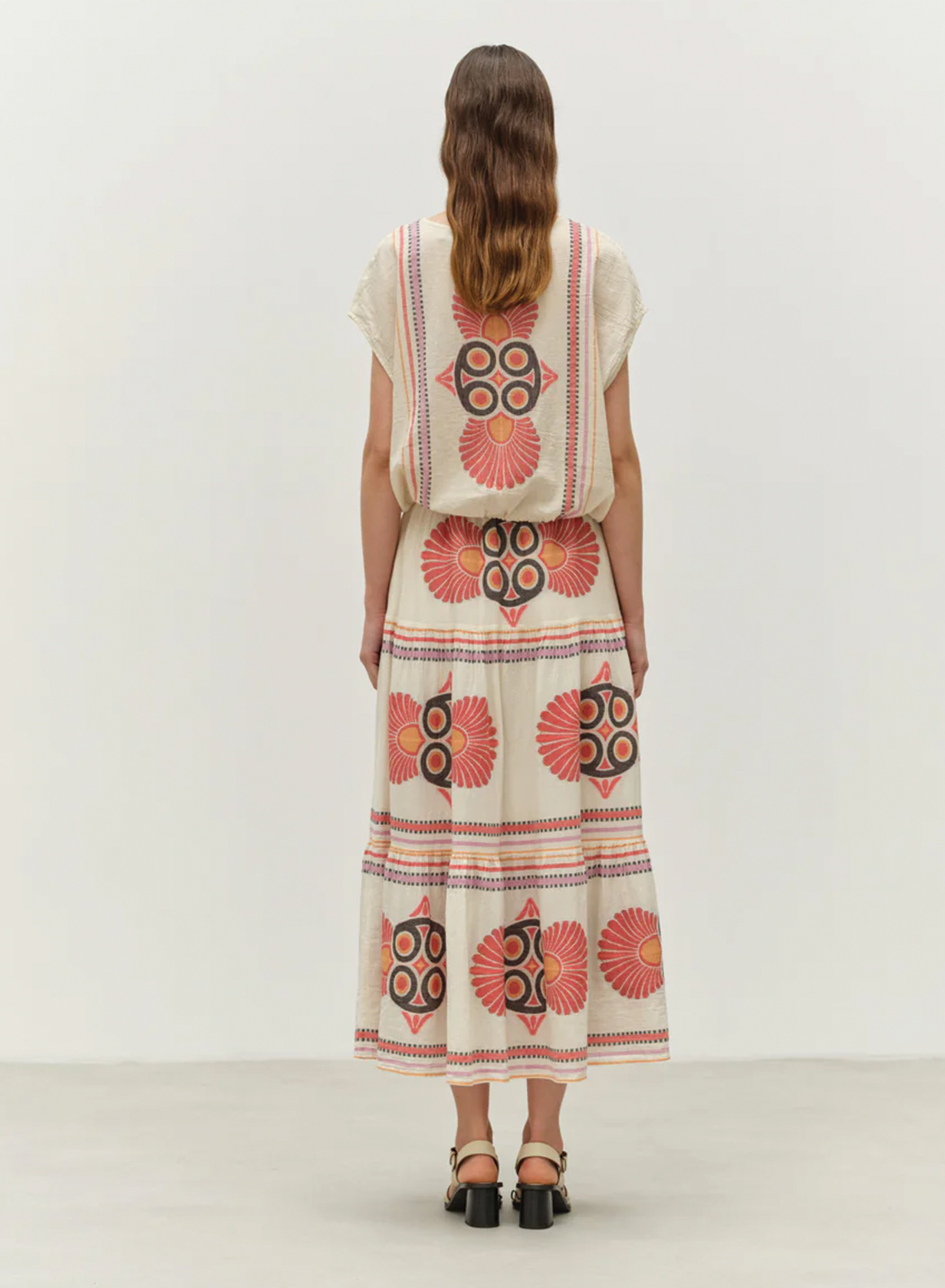 Red-Orange Jaquard Skirt "OLYMPIA" Devotion Twins - 2