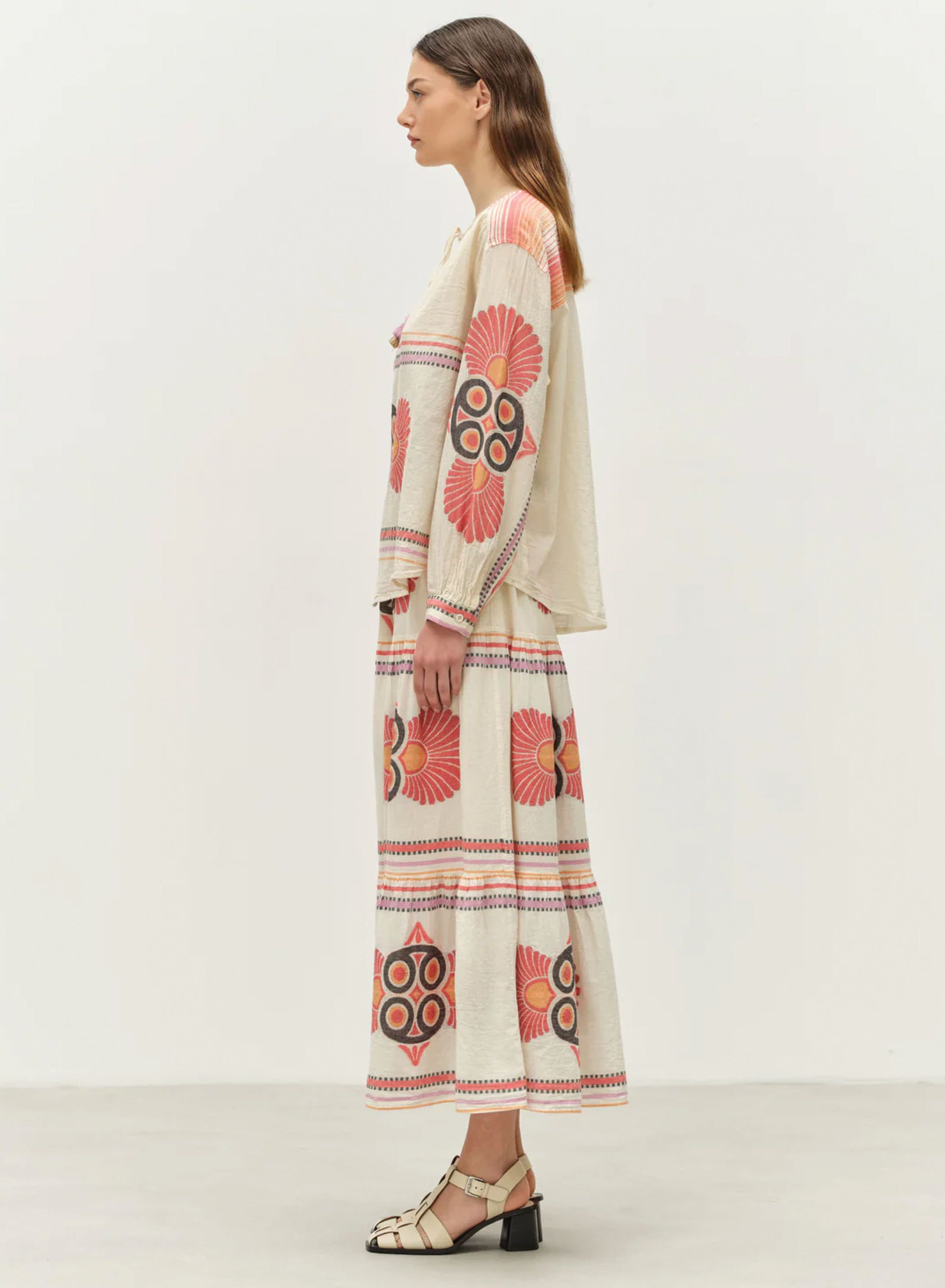 Red-Orange Jaquard Skirt "OLYMPIA" Devotion Twins - 3