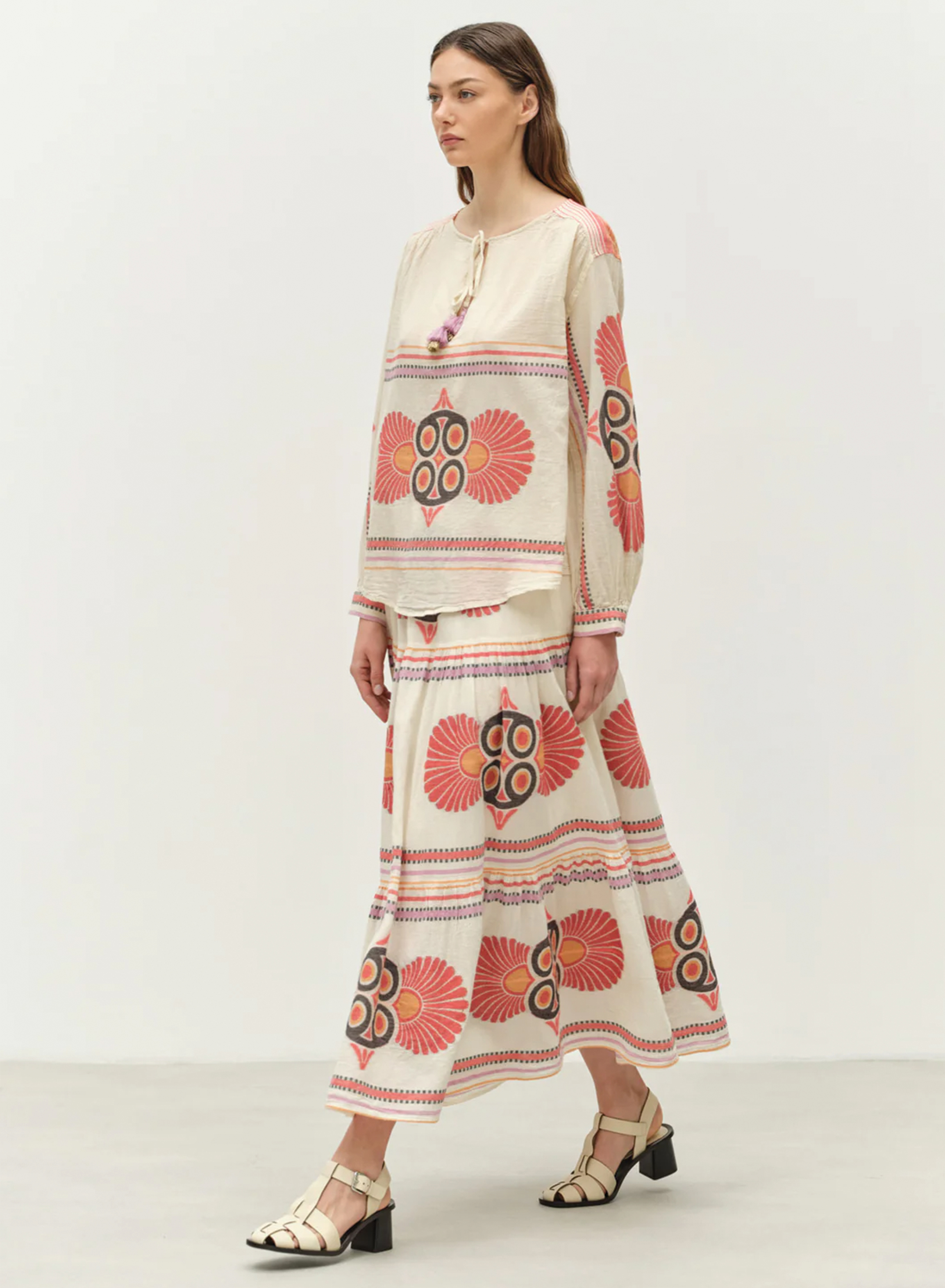 Red-Orange Jaquard Skirt "OLYMPIA" Devotion Twins - 0