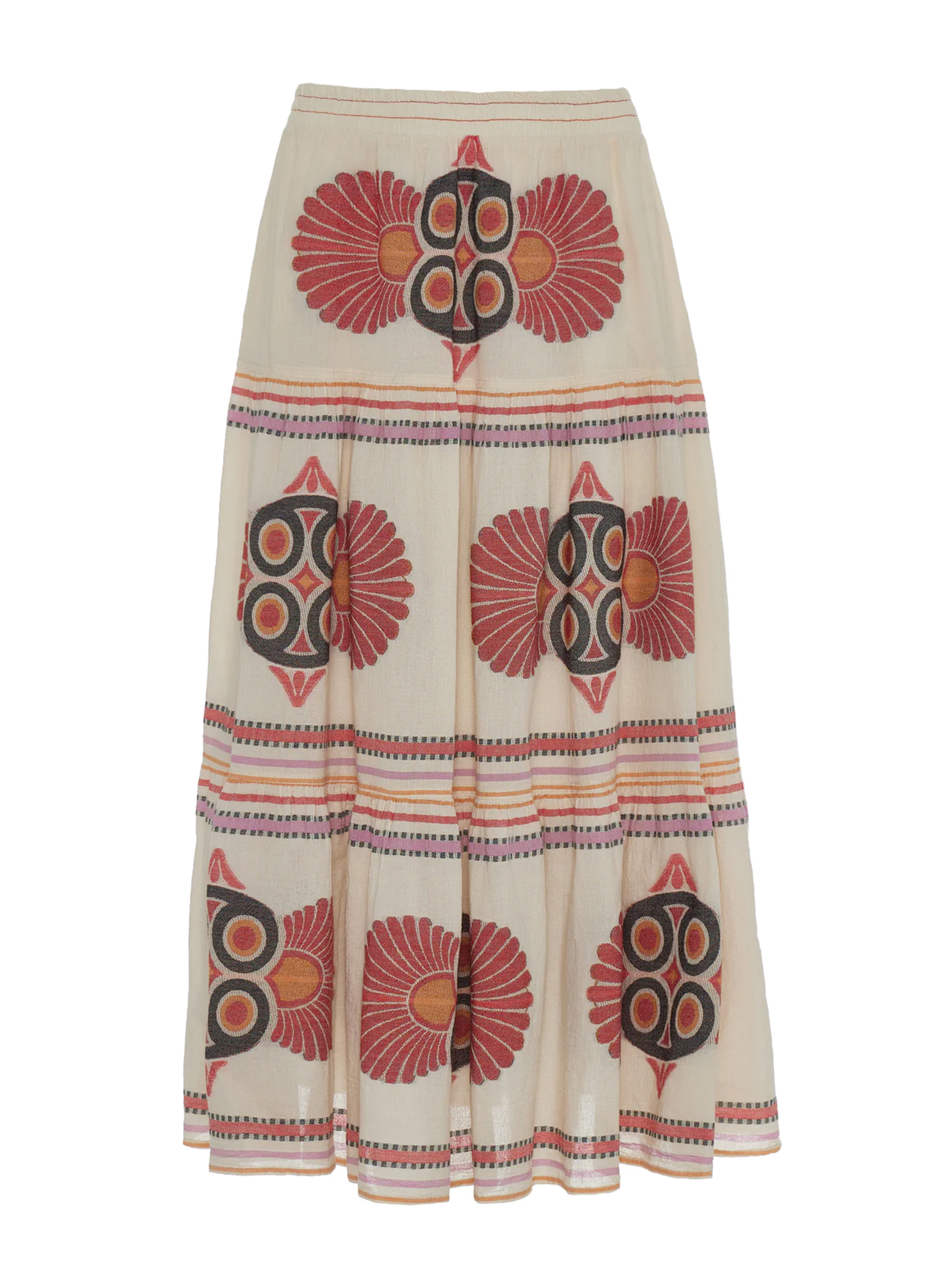 Red-Orange Jaquard Skirt "OLYMPIA" Devotion Twins - 8