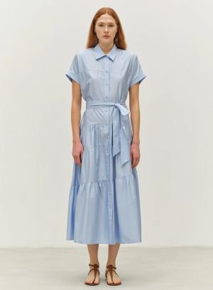 Light Blue long Dress with short sleeves and with belt "EAR" Devotion Twins - 47032