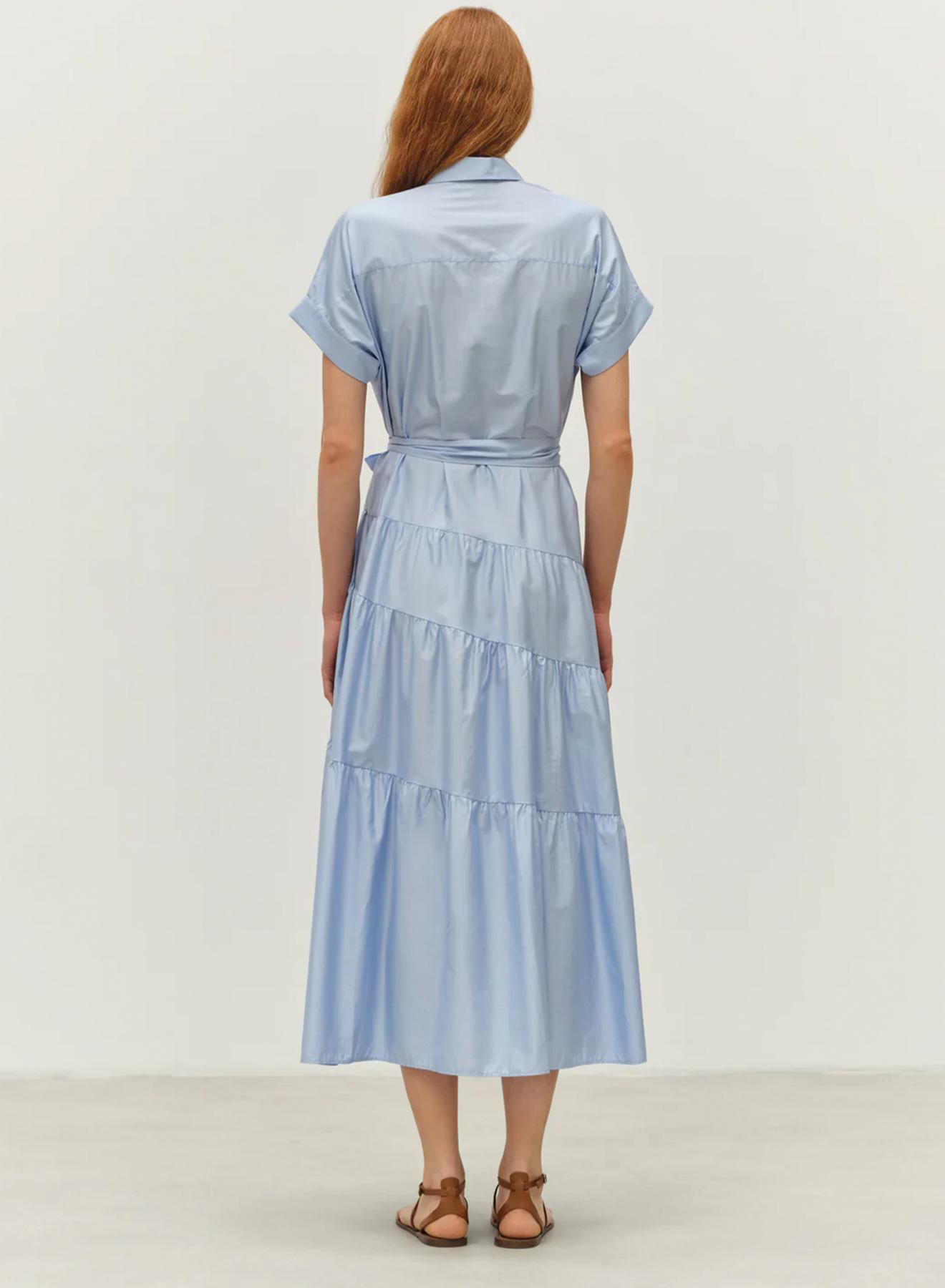 Light Blue long Dress with short sleeves and with belt "EAR" Devotion Twins - 2