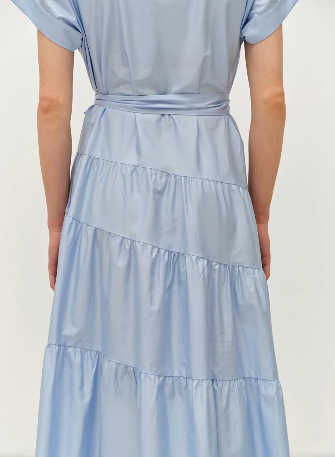 Light Blue long Dress with short sleeves and with belt "EAR" Devotion Twins - 5