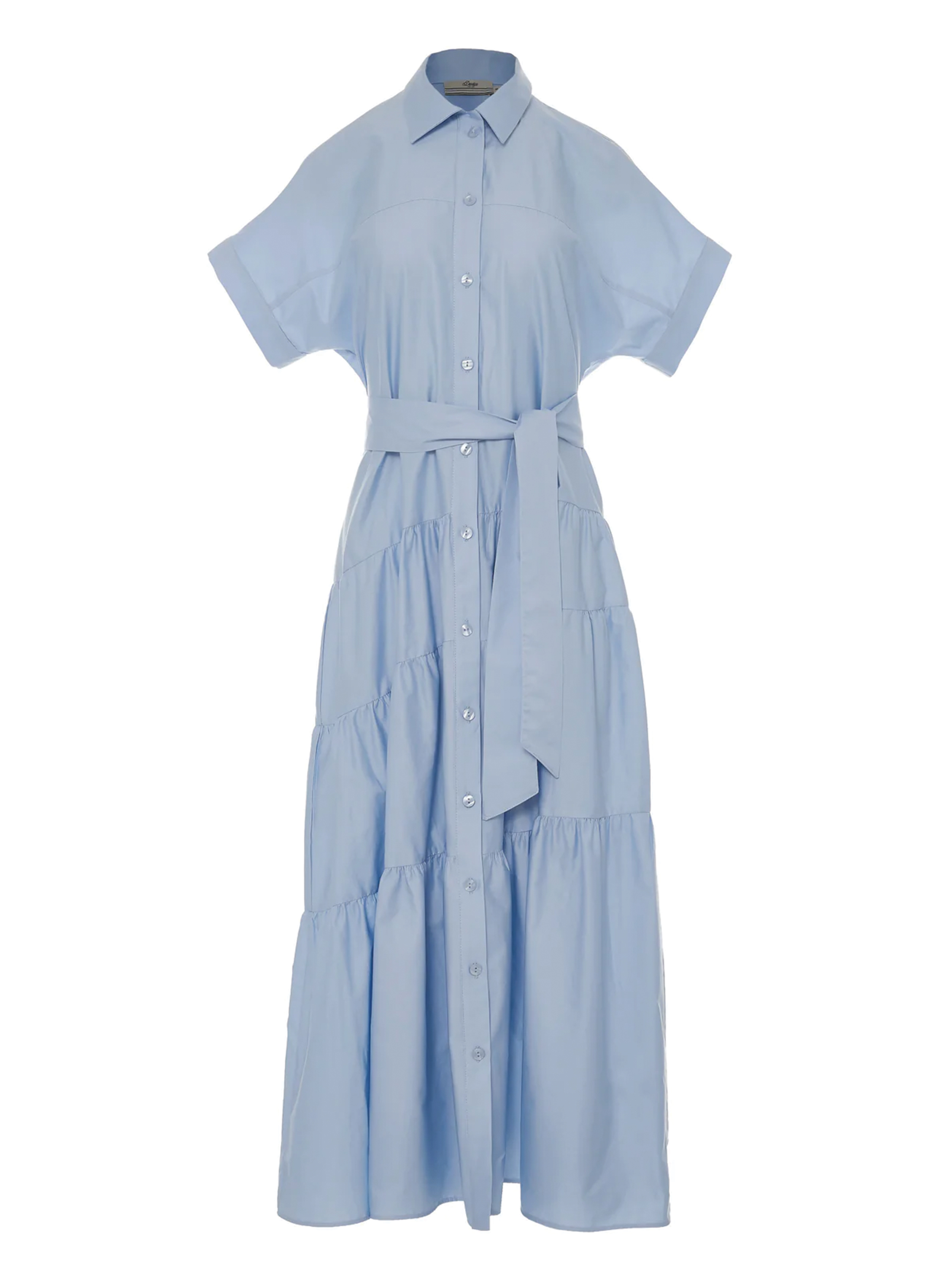 Light Blue long Dress with short sleeves and with belt "EAR" Devotion Twins - 5