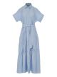 Light Blue long Dress with short sleeves and with belt "EAR" Devotion Twins-5