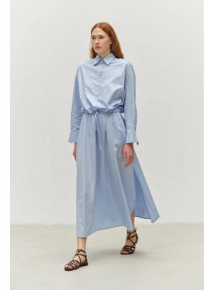 Light Blue poplin Skirt with rounded hem and side slits "EUTOPIA" Devotion Twins - 47010