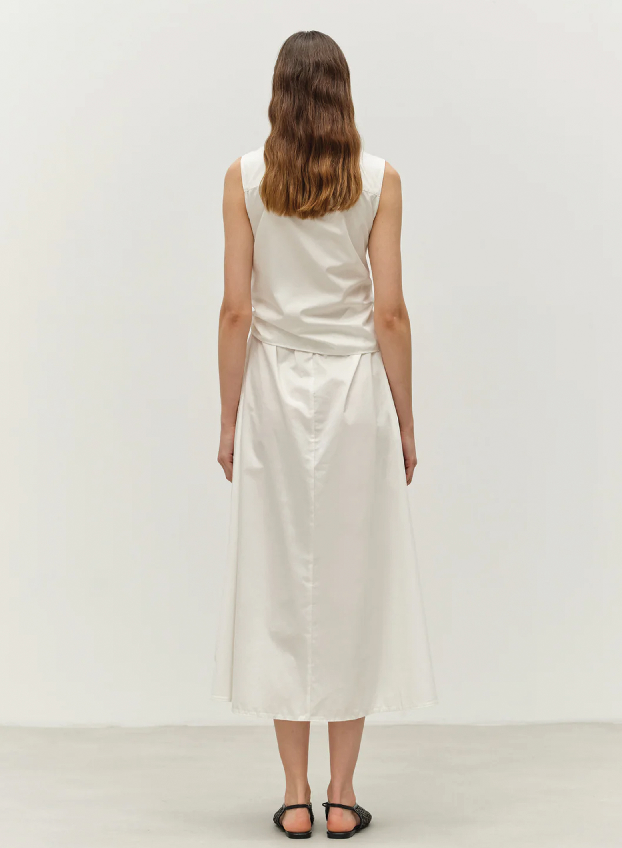 White sleeveless poplin Dress with lapel 'EROS" Devotion Twins - 1