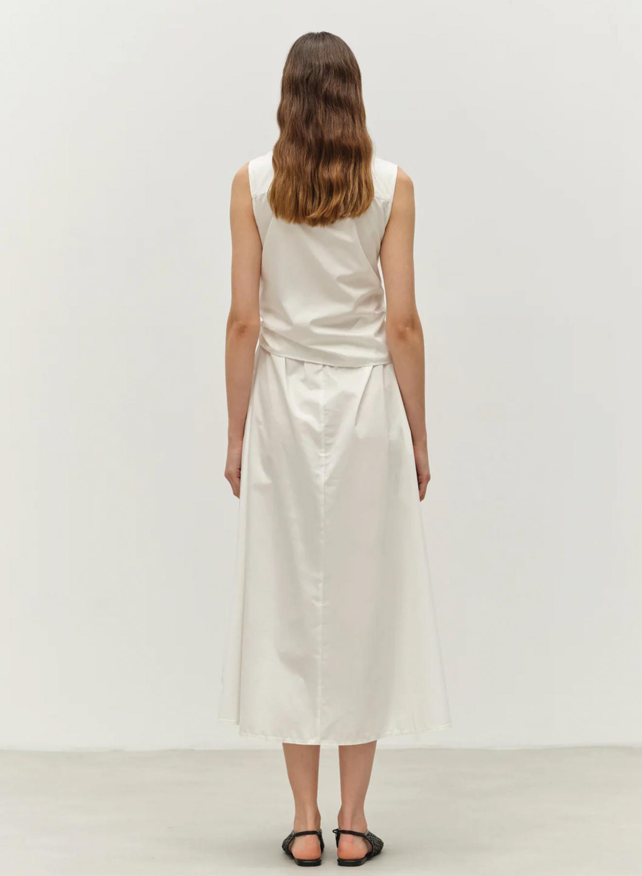 White sleeveless poplin Dress with lapel 'EROS" Devotion Twins - 2