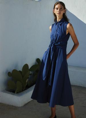 Navy Blue αμάνικο Φόρεμα ποπλίνα με γιακά "EROS" Devotion Twins - 41310