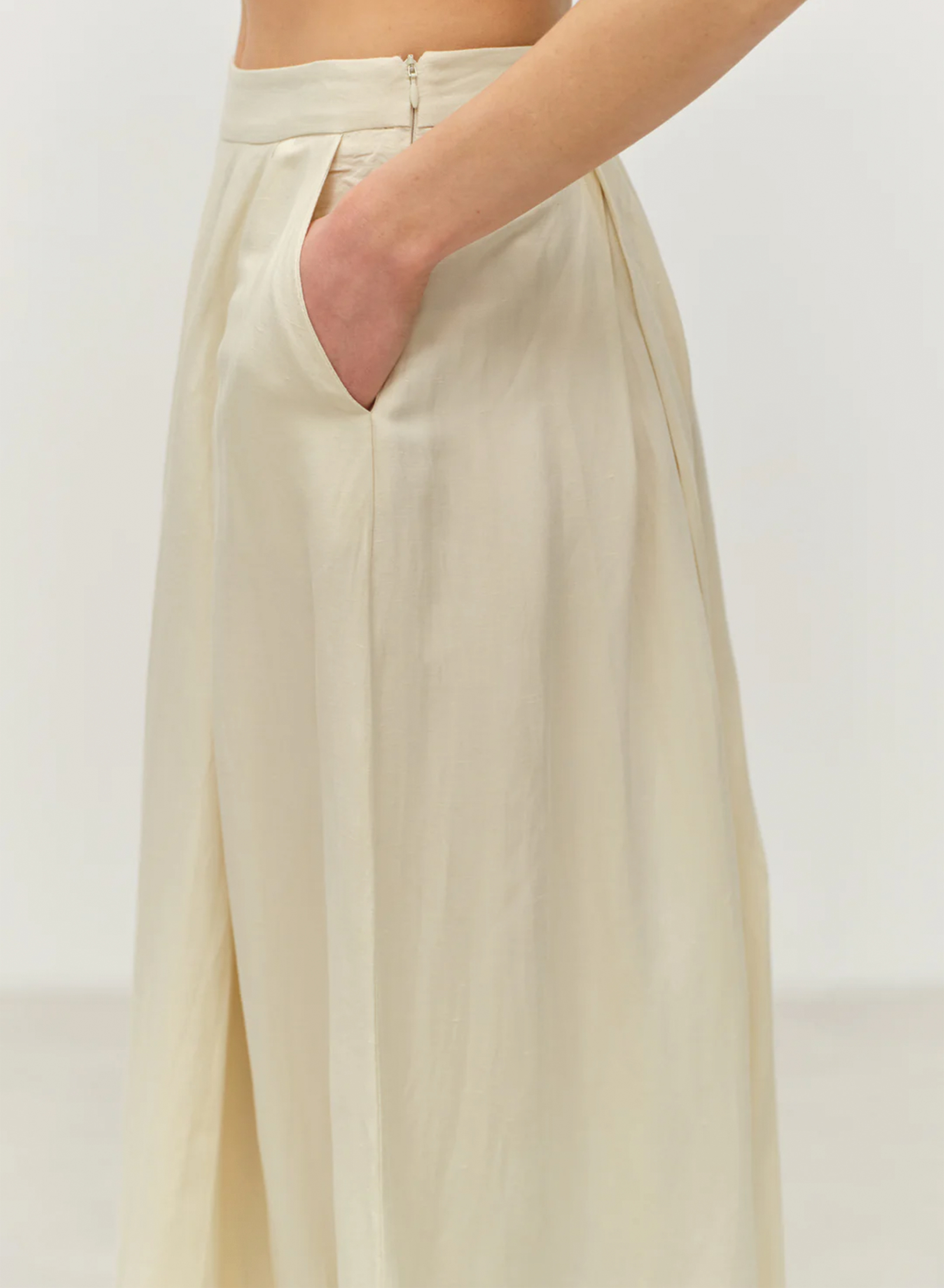 Ecru lond Skirt with pockets and with wide pleats "LOYALTY" Devotion Twins - 4