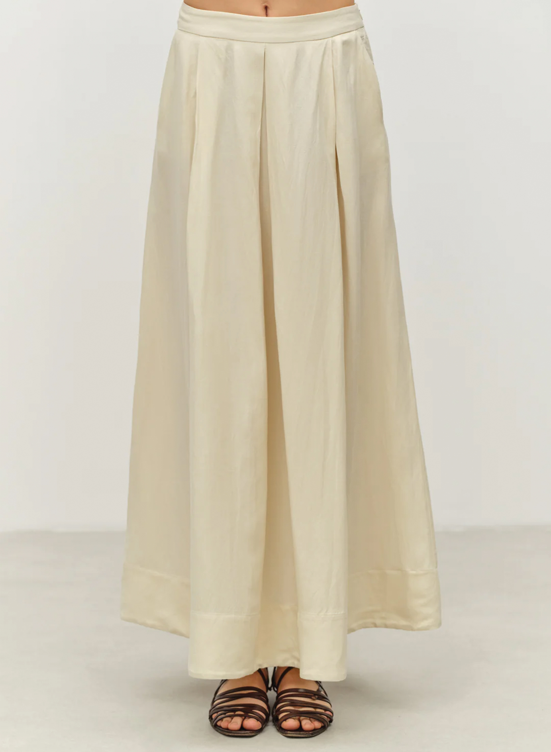 Ecru lond Skirt with pockets and with wide pleats "LOYALTY" Devotion Twins - 5