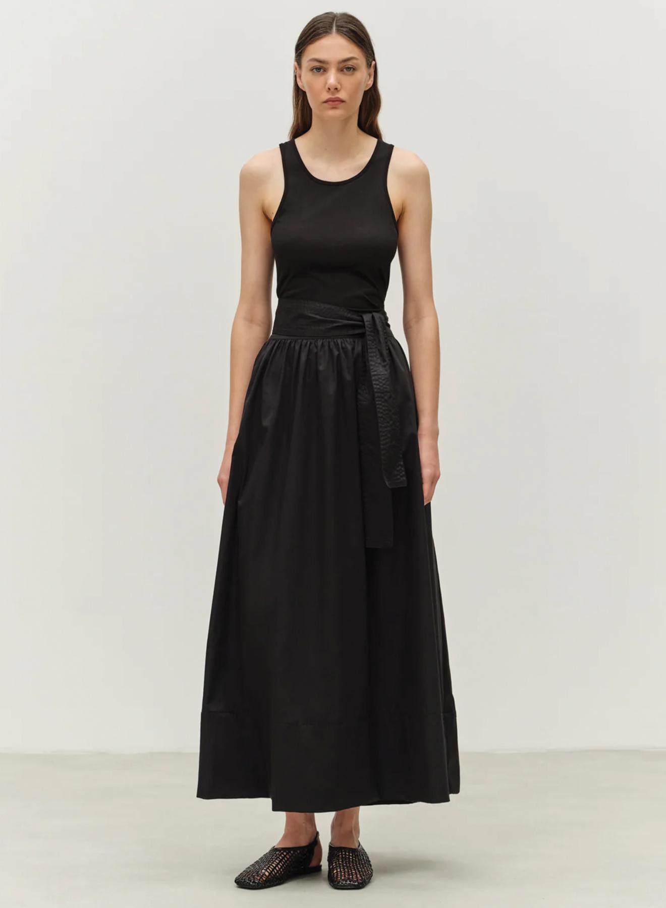 Black long Dress with belt "LIVELY" Devotion Twins - 1