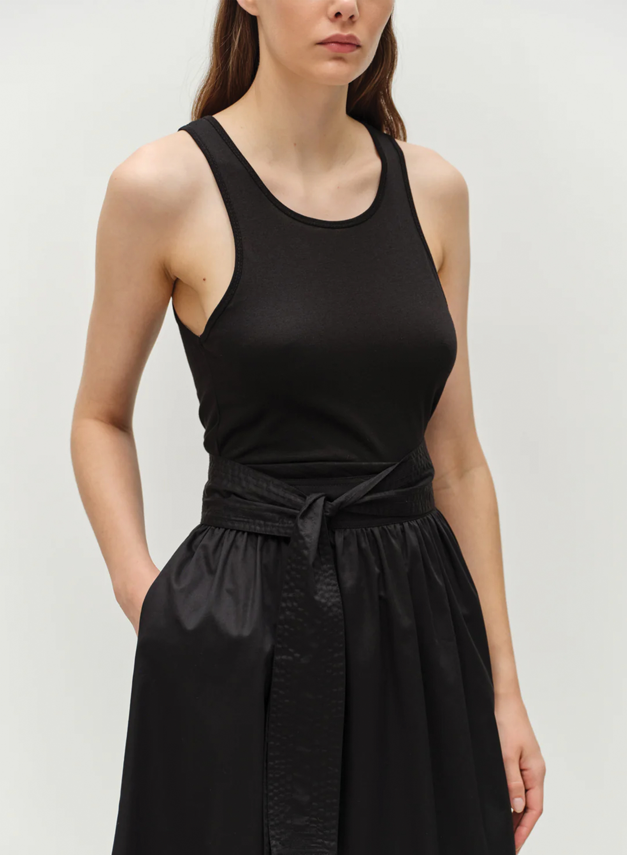 Black long Dress with belt "LIVELY" Devotion Twins - 4