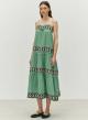 Green-Black long Jacquard Dress with straps "BRILLIANT" Devotion Twins - 1