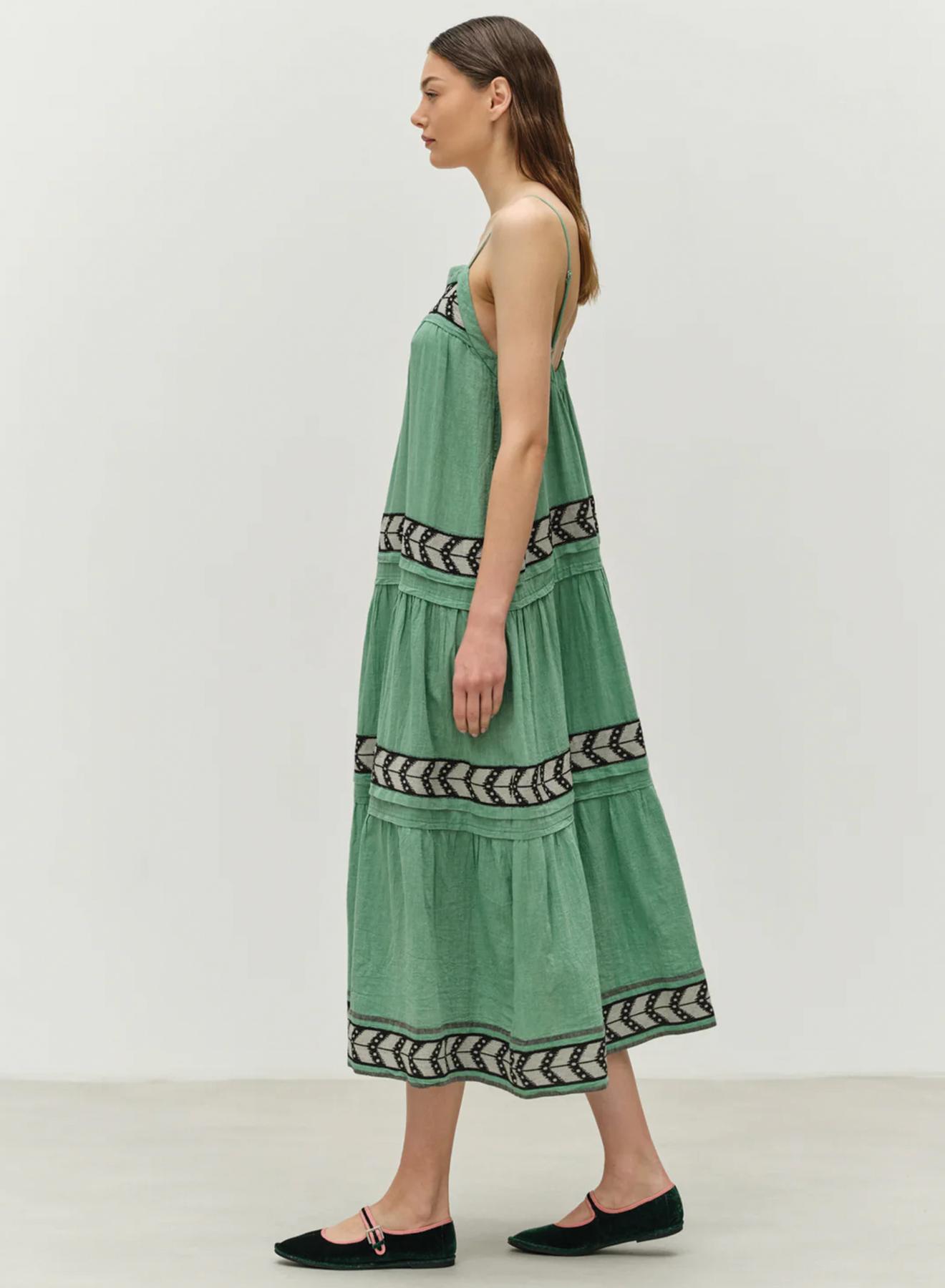 Green-Black long Jacquard Dress with straps "BRILLIANT" Devotion Twins - 4