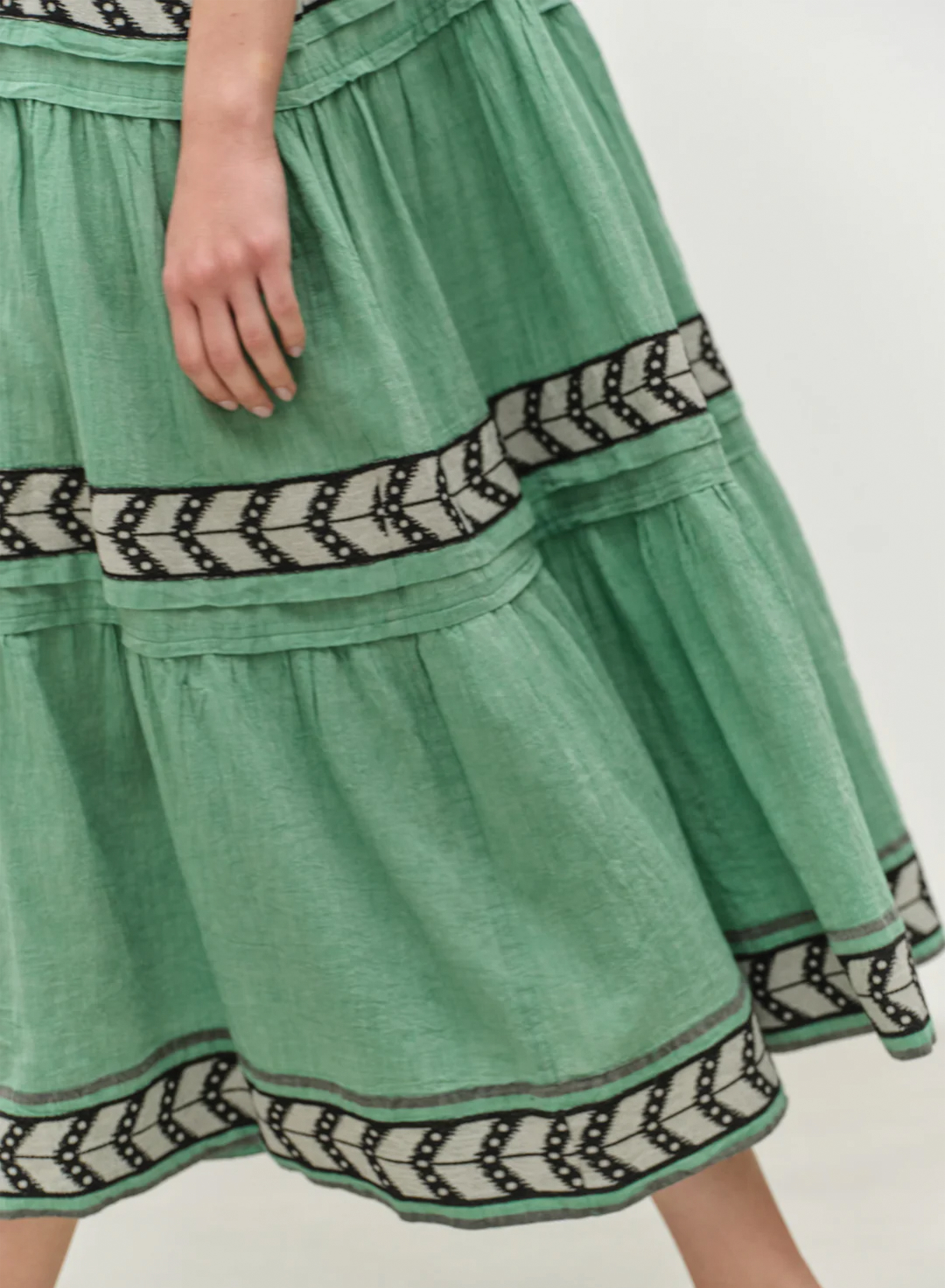 Green-Black long Jacquard Dress with straps "BRILLIANT" Devotion Twins - 6