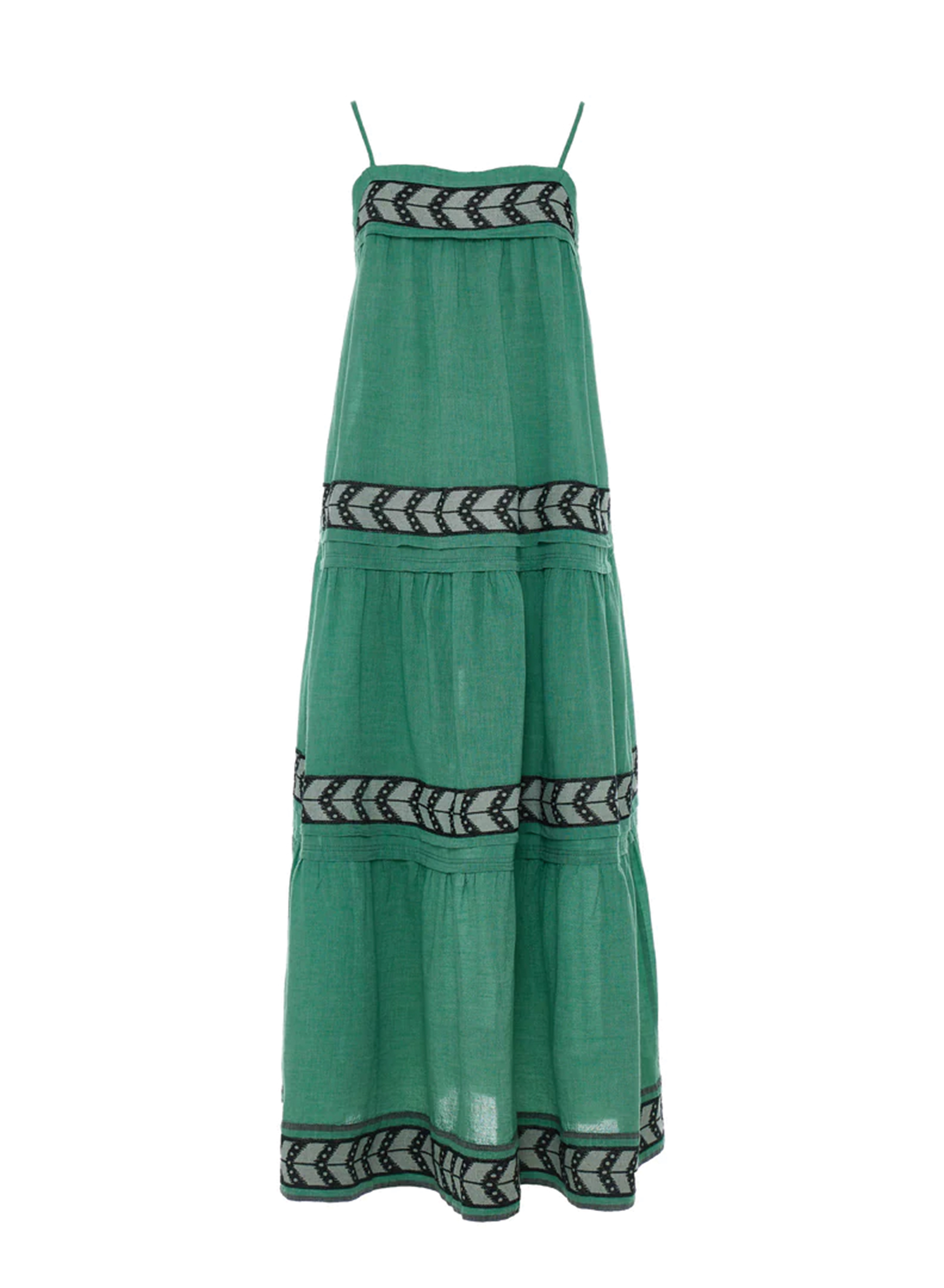 Green-Black long Jacquard Dress with straps "BRILLIANT" Devotion Twins - 7