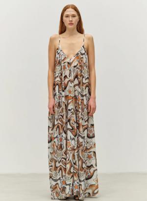 Multi color long printed Dress with straps "ATHINA" Devotion Twins - 47076