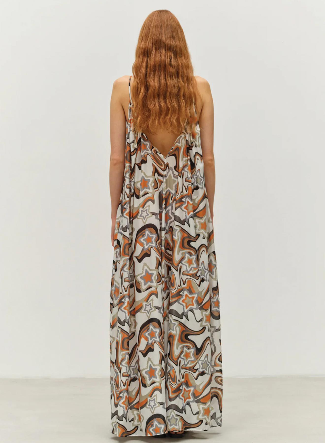 Multi color long printed Dress with straps "ATHINA" Devotion Twins - 2