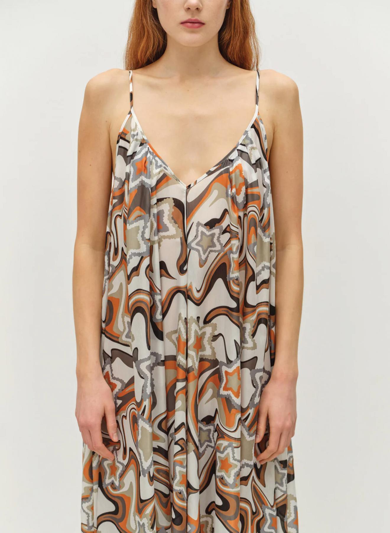 Multi color long printed Dress with straps "ATHINA" Devotion Twins - 4