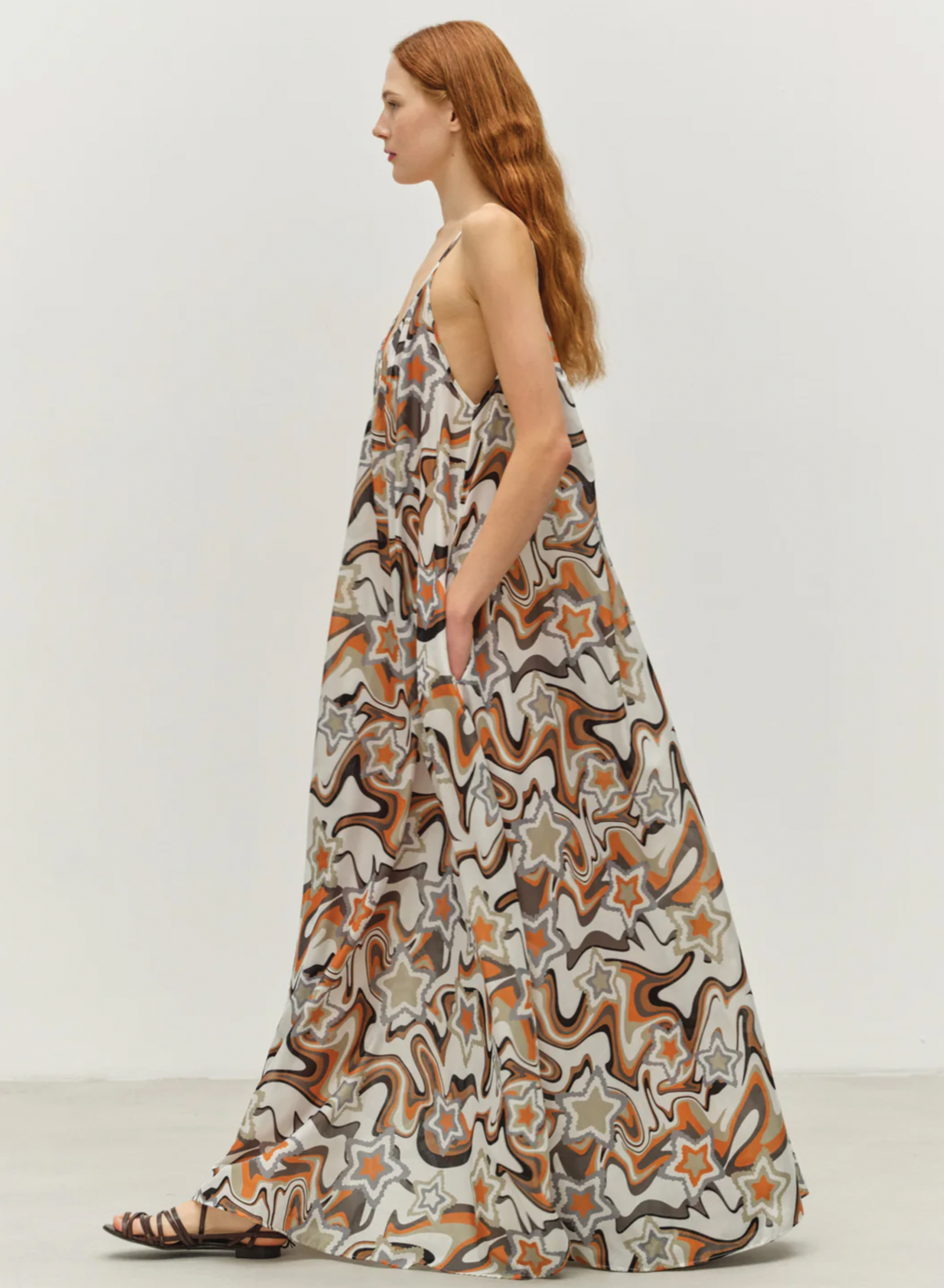 Multi color long printed Dress with straps "ATHINA" Devotion Twins - 5