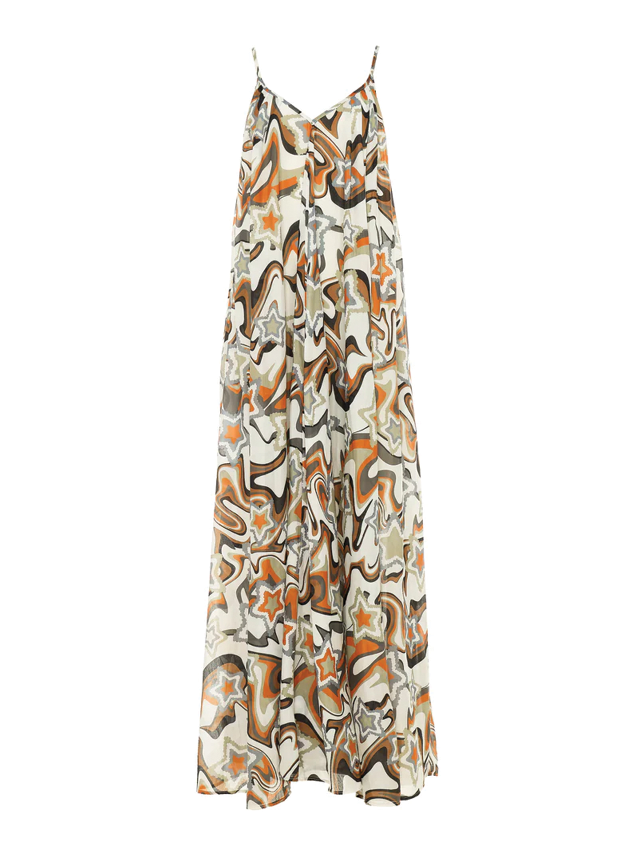 Multi color long printed Dress with straps "ATHINA" Devotion Twins - 6