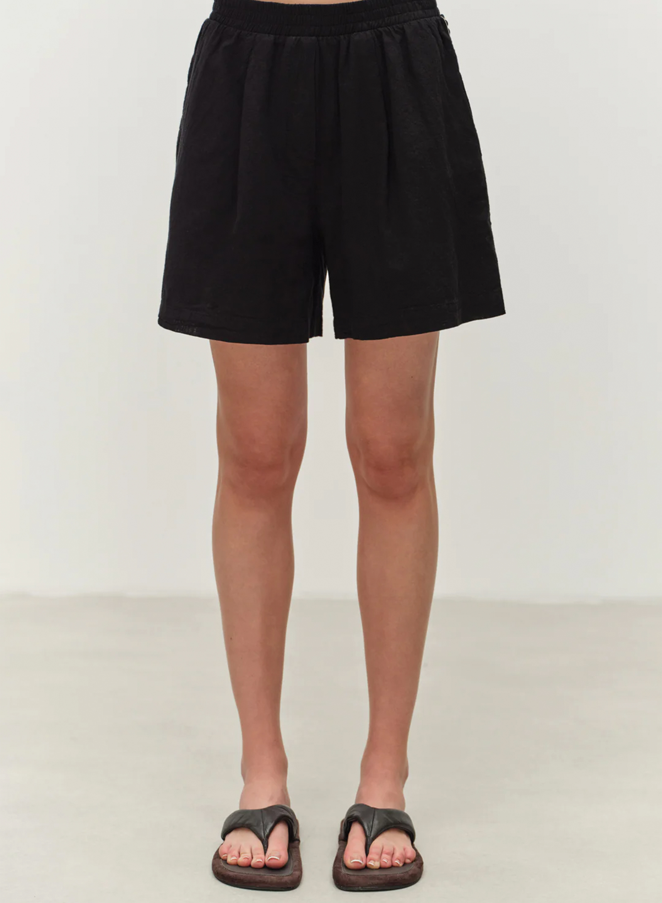Black gaza Shorts with elasticated waistband "THALIA" Devotion Twins - 3