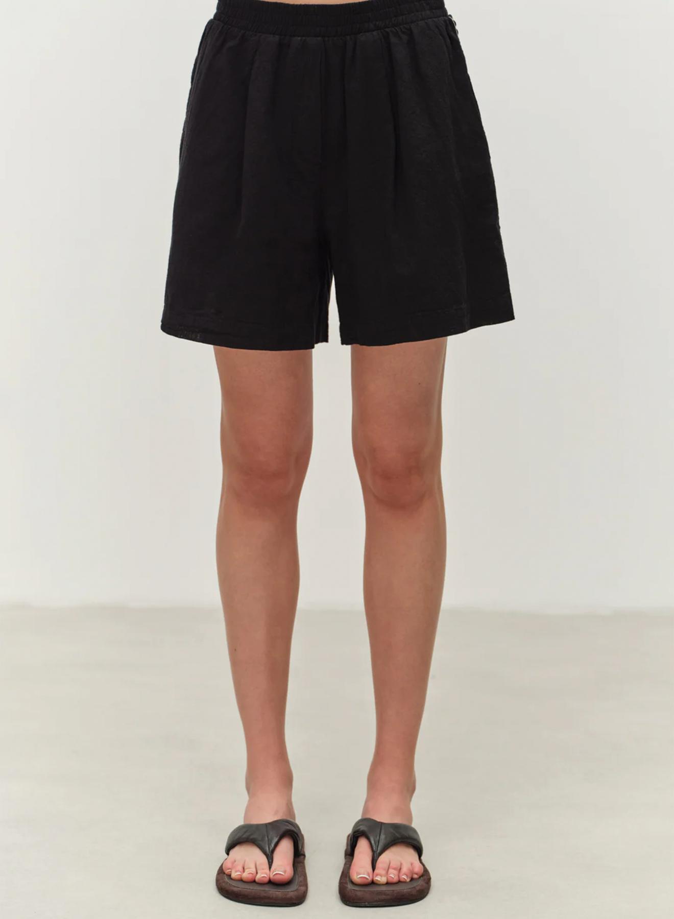 Black gaza Shorts with elasticated waistband "THALIA" Devotion Twins - 4