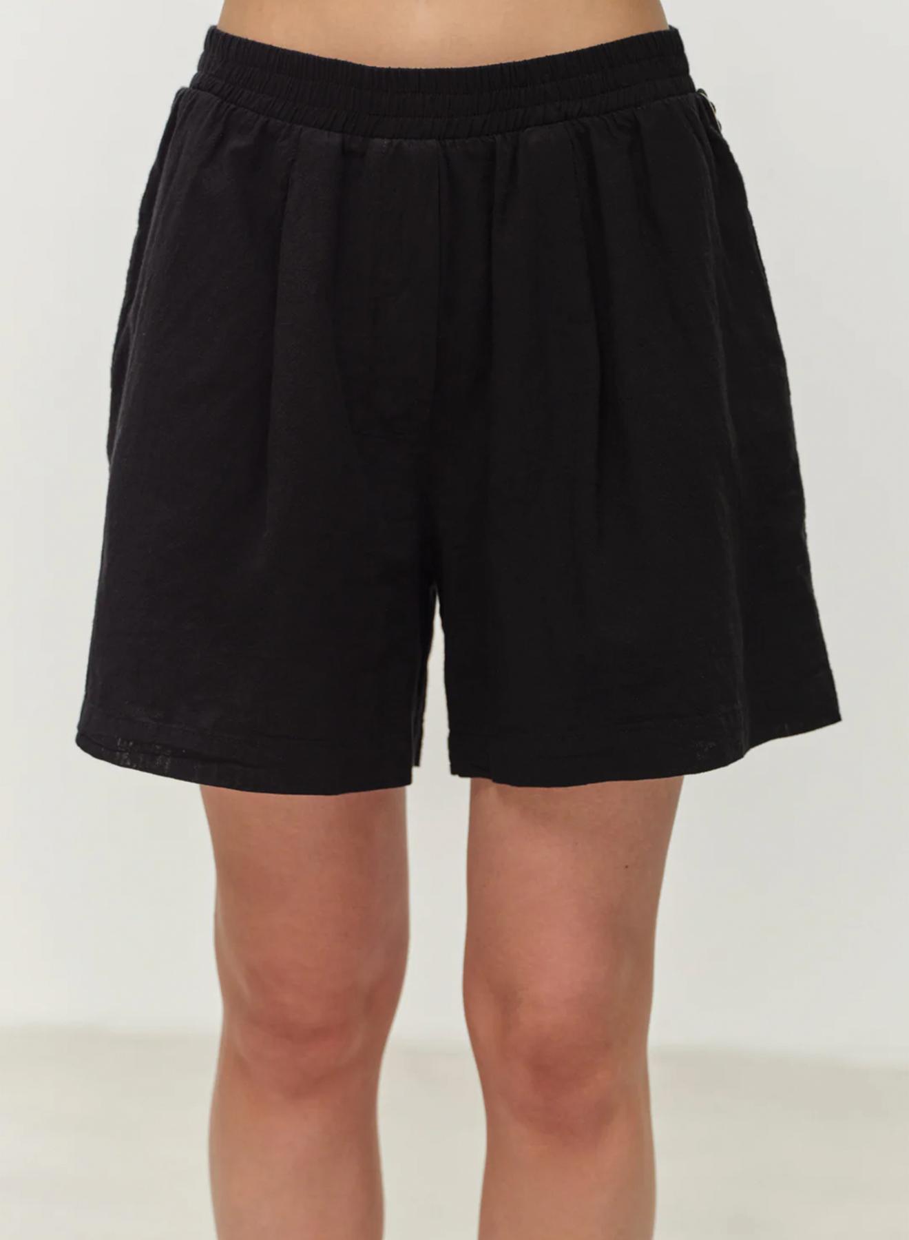 Black gaza Shorts with elasticated waistband "THALIA" Devotion Twins - 5