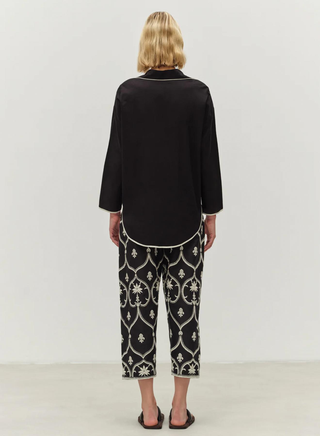 Black -Off White Pants with embroidery "RESILIENT" Devotion Twins - 2