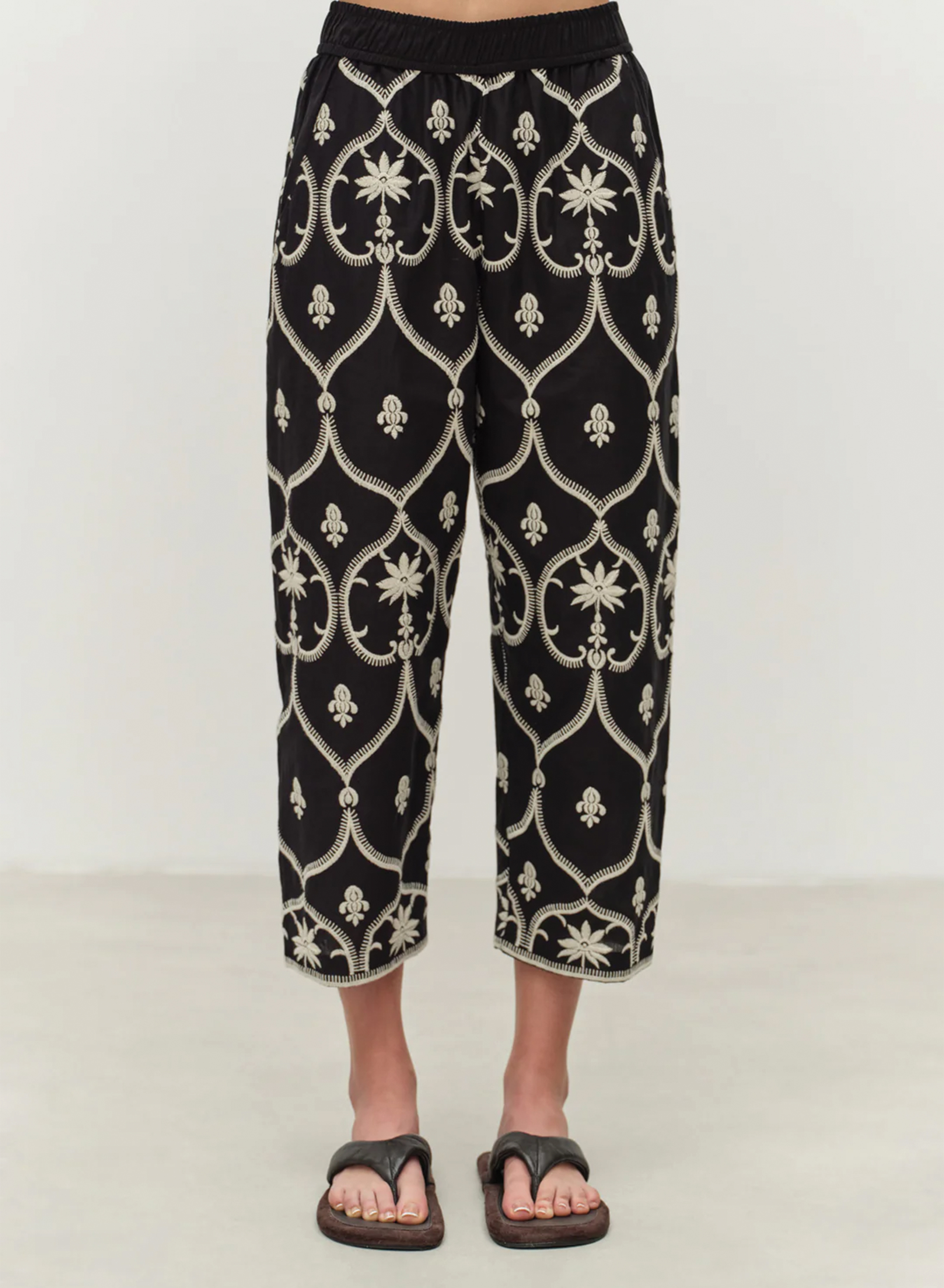 Black -Off White Pants with embroidery "RESILIENT" Devotion Twins - 5