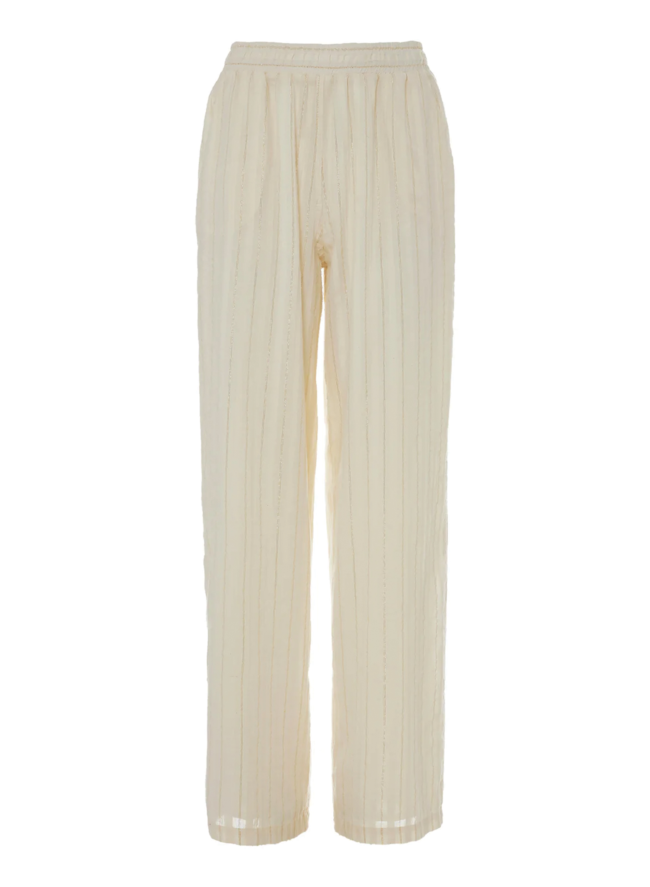 Ecru lourex Trousers with elasticated waistband "FANTASY" Devotion Twins - 6