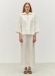White poplin Pants with pleats and with back elasticated waistband "SYNESI" Devotion Twins - 1