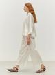 White poplin Pants with pleats and with back elasticated waistband "SYNESI" Devotion Twins - 0