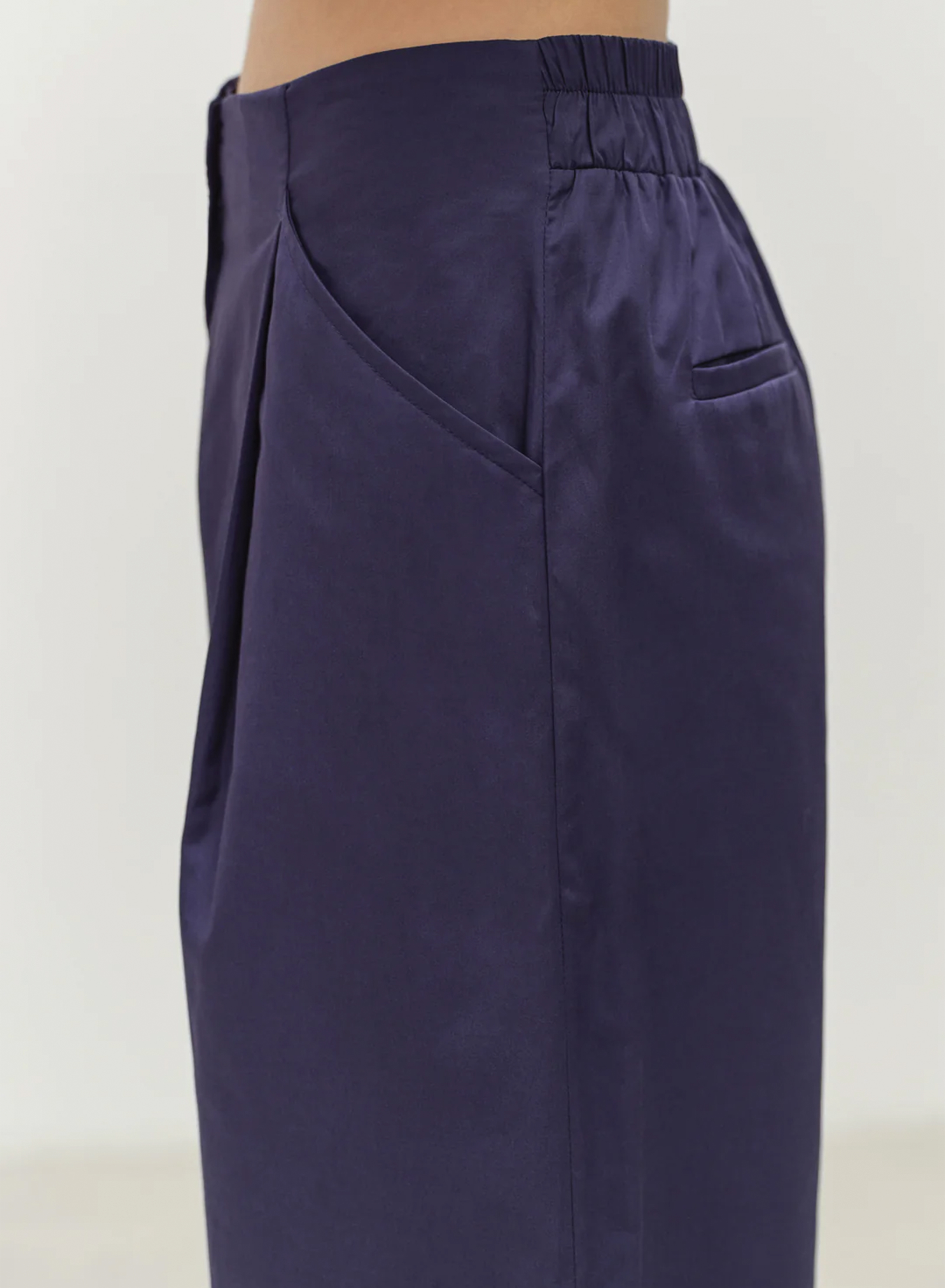 Navy Blue Παντελόνι ποπλίνα με πιέτες και με λάστιχο πίσω στη μέση "SYNESI" Devotion Twins - 7