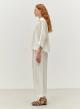 White poplin Pants with pleats and with back elasticated waistband "SYNESI" Devotion Twins - 2