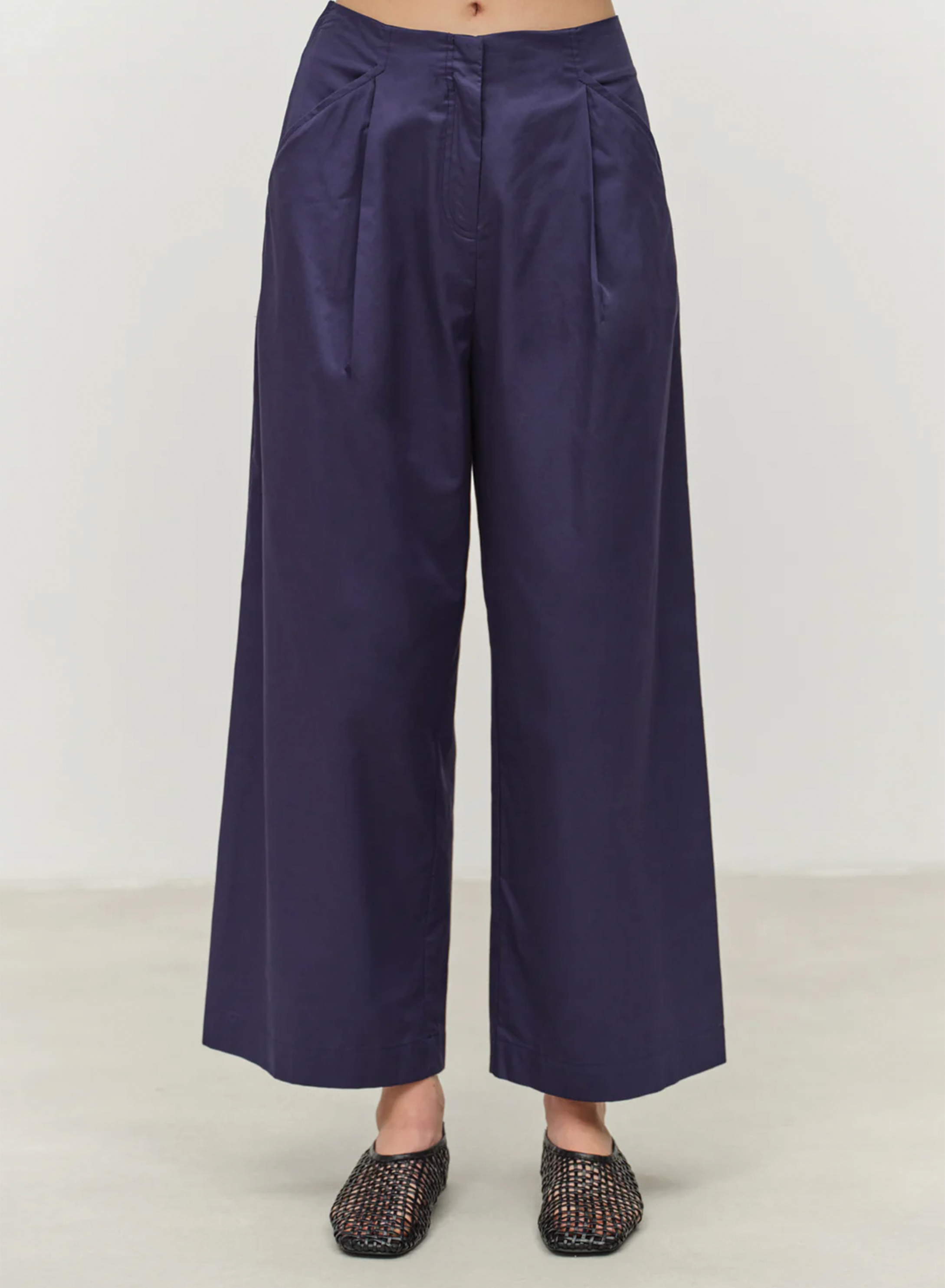 Navy Blue Παντελόνι ποπλίνα με πιέτες και με λάστιχο πίσω στη μέση "SYNESI" Devotion Twins - 5