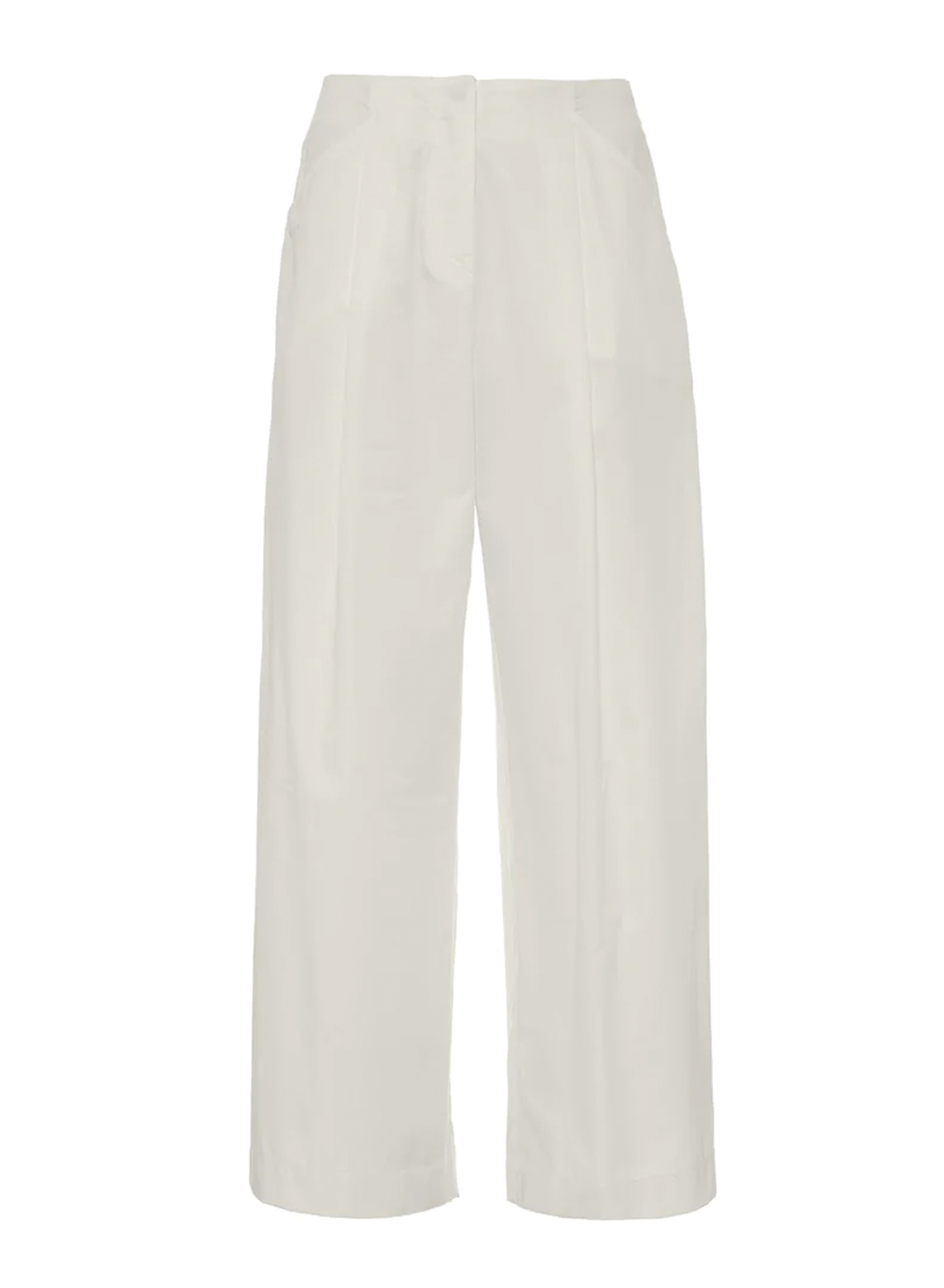 White poplin Pants with pleats and with back elasticated waistband "SYNESI" Devotion Twins - 4
