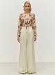 Ecru wide legs Trousers with pleats and with back elasticated waistband "NOBLE" Devotion Twins - 0