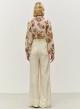 Ecru wide legs Trousers with pleats and with back elasticated waistband "NOBLE" Devotion Twins - 1