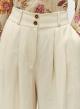 Ecru wide legs Trousers with pleats and with back elasticated waistband "NOBLE" Devotion Twins - 4