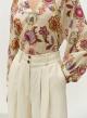 Ecru wide legs Trousers with pleats and with back elasticated waistband "NOBLE" Devotion Twins-5
