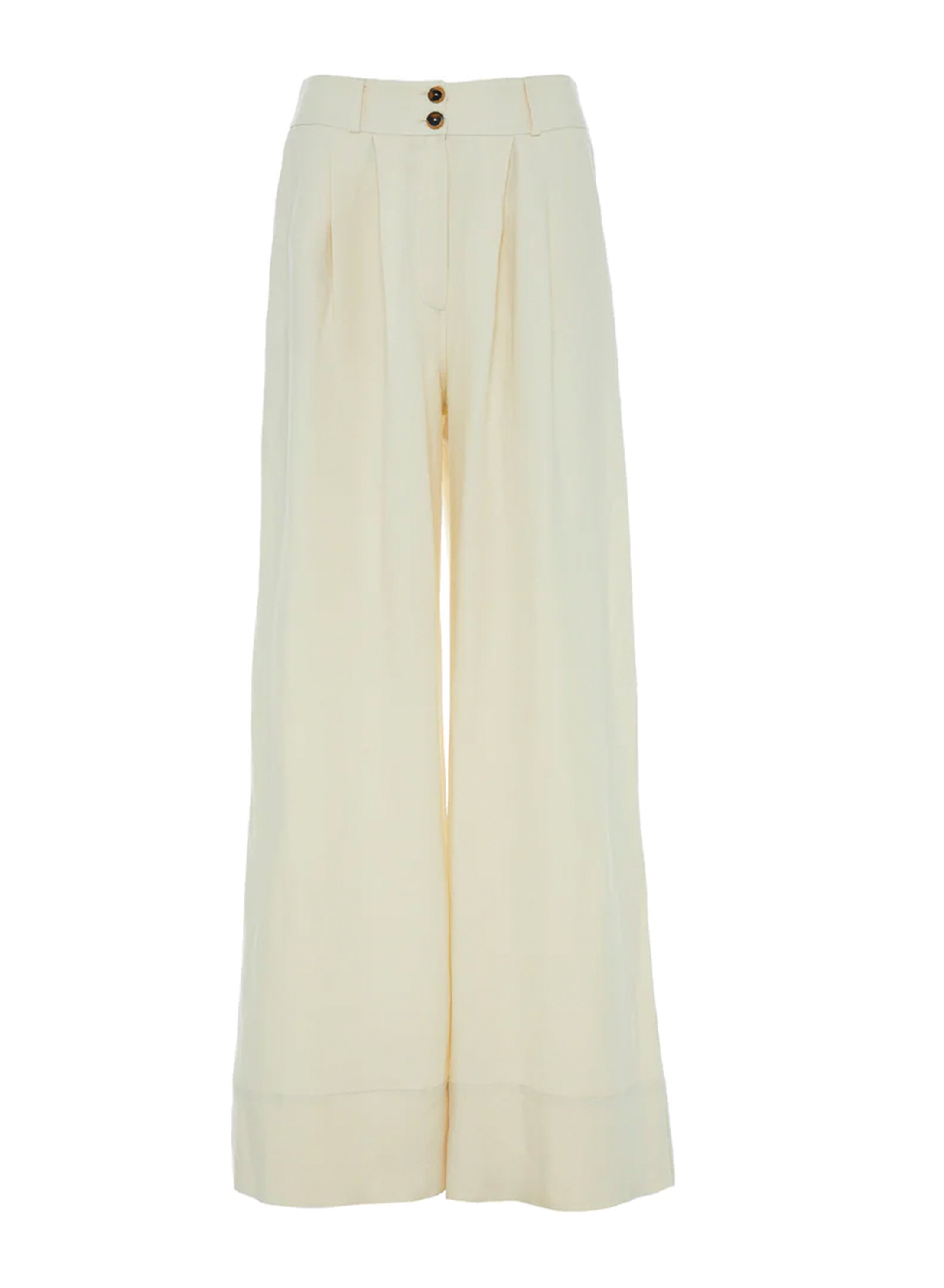 Ecru wide legs Trousers with pleats and with back elasticated waistband "NOBLE" Devotion Twins - 6