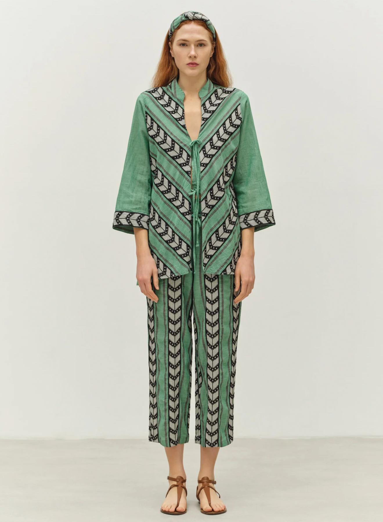 Green-Black Jacquard Pants "PERFECT" Devotion Twins - 2