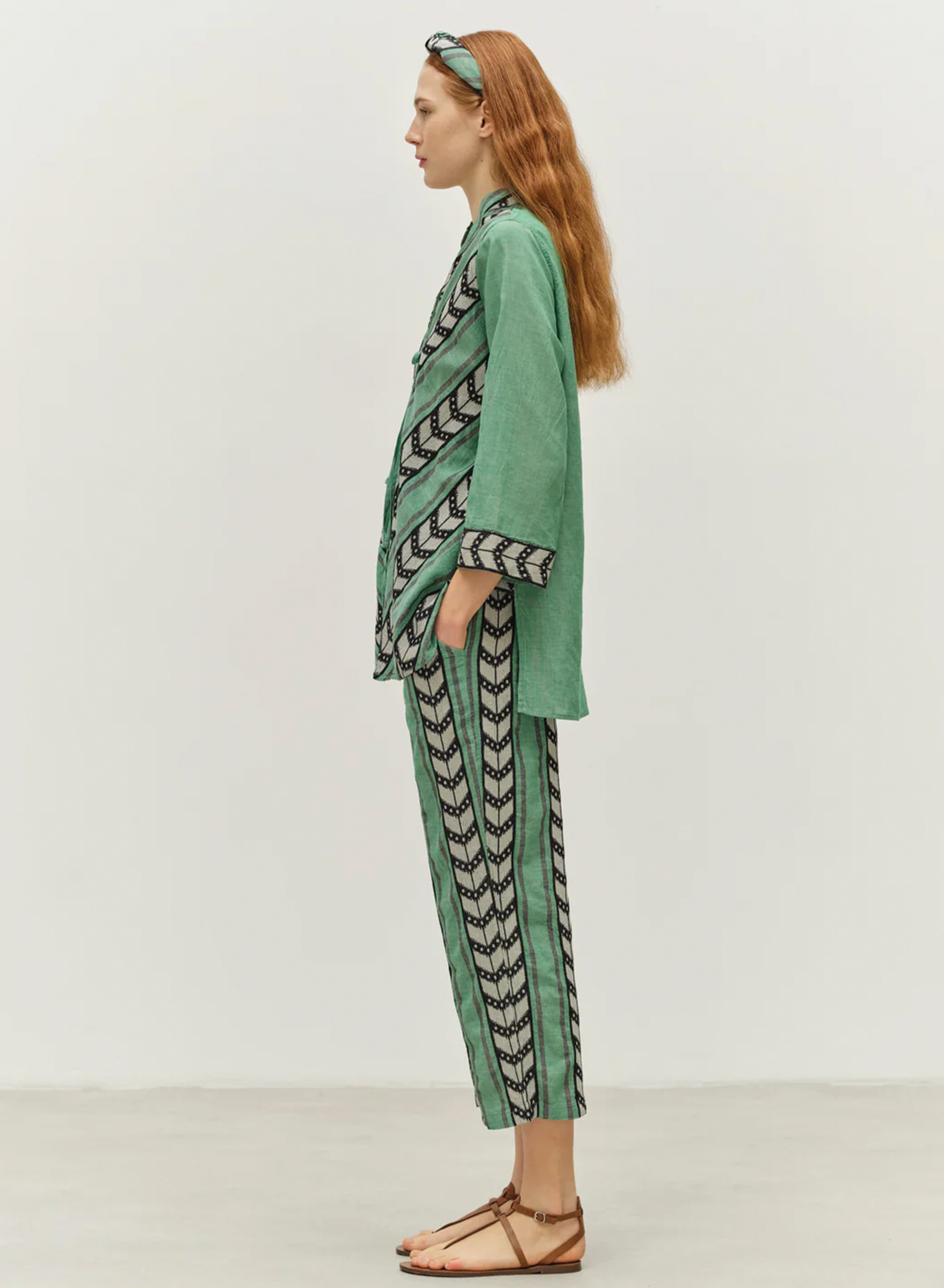 Green-Black Jacquard Pants "PERFECT" Devotion Twins - 0