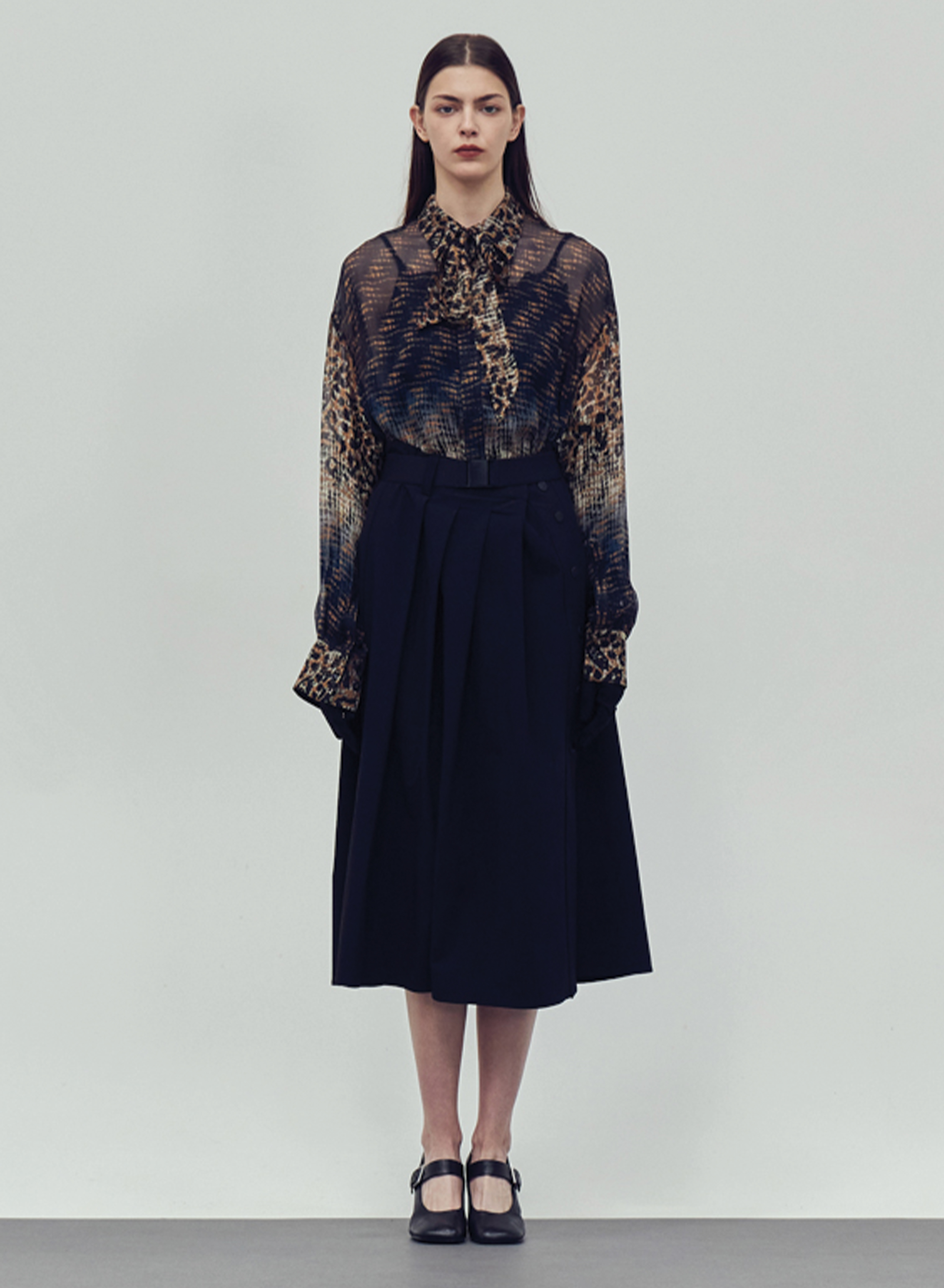 Μπλε-Κάμελ μεταξωτό Πουκάμισο με σχέδια "CROSSANDRA" Devotion Twins - 0