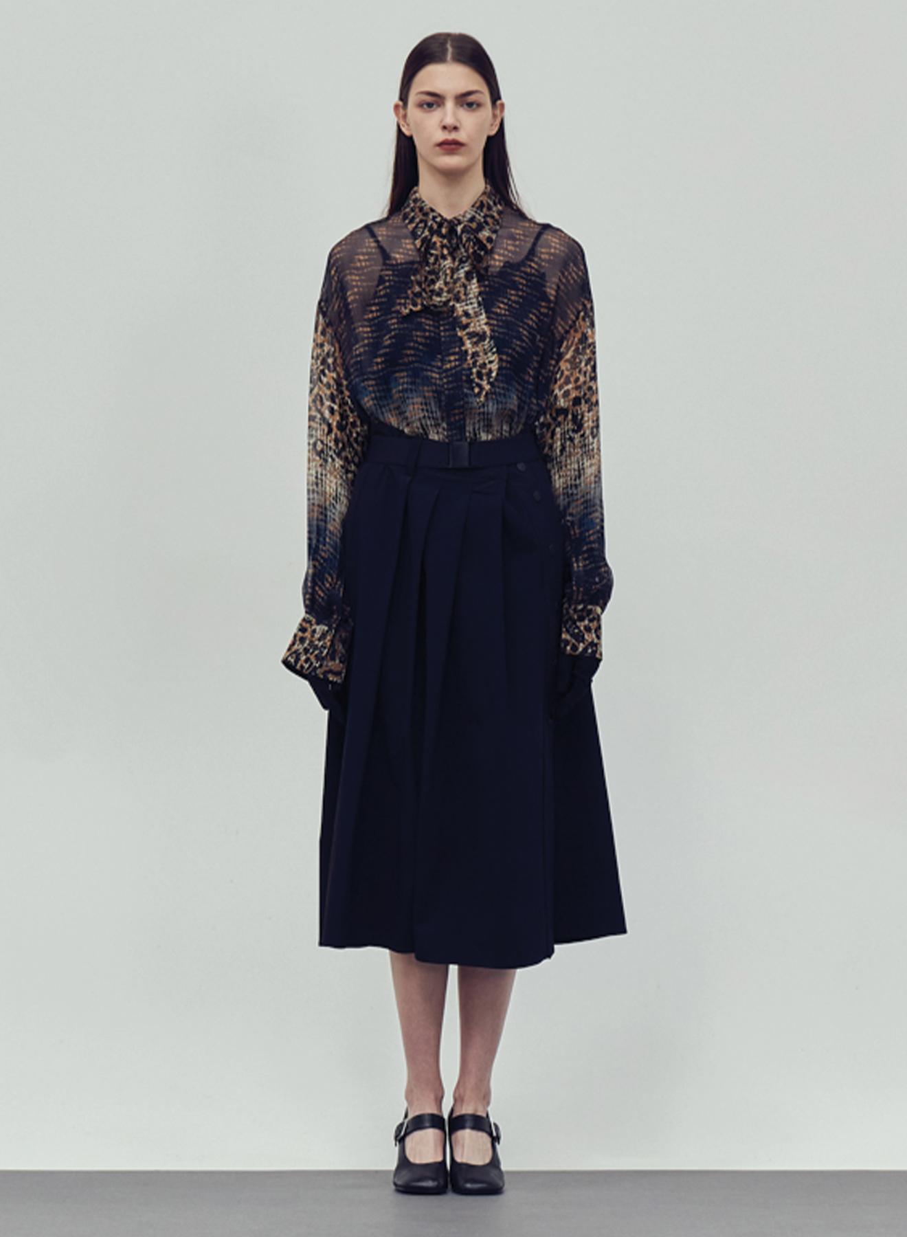 Μπλε-Κάμελ μεταξωτό Πουκάμισο με σχέδια "CROSSANDRA" Devotion Twins - 1