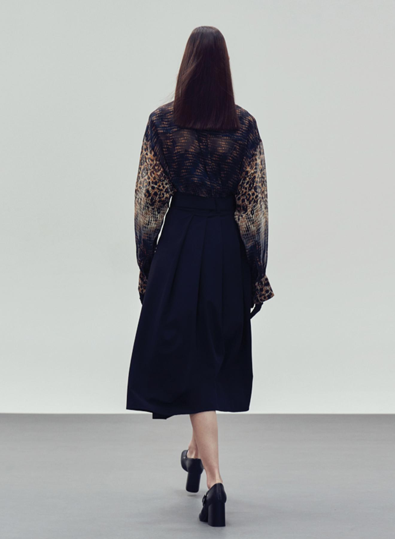 Μπλε-Κάμελ μεταξωτό Πουκάμισο με σχέδια "CROSSANDRA" Devotion Twins - 2