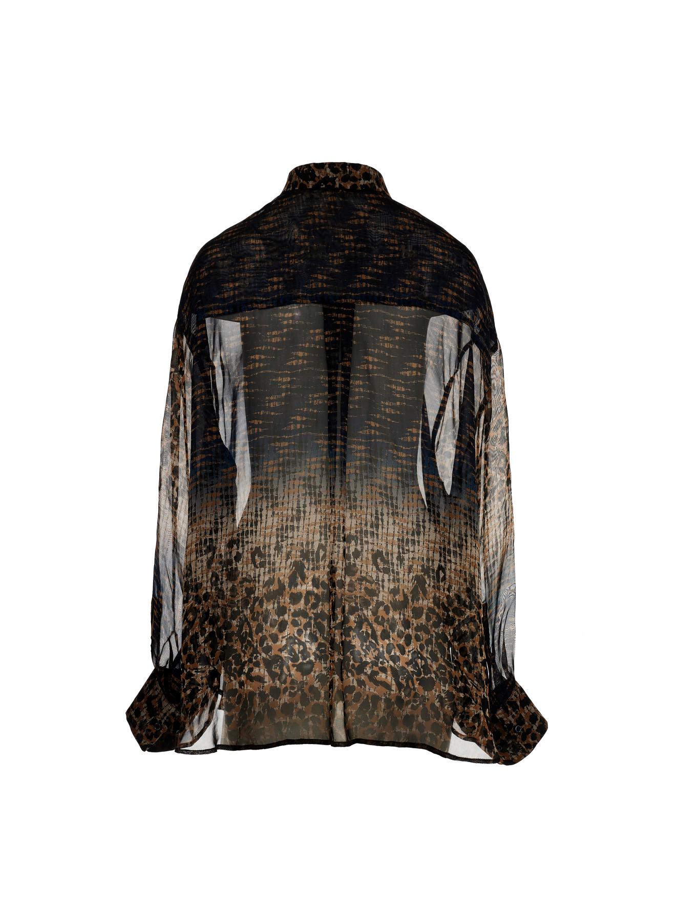 Μπλε-Κάμελ μεταξωτό Πουκάμισο με σχέδια "CROSSANDRA" Devotion Twins - 5